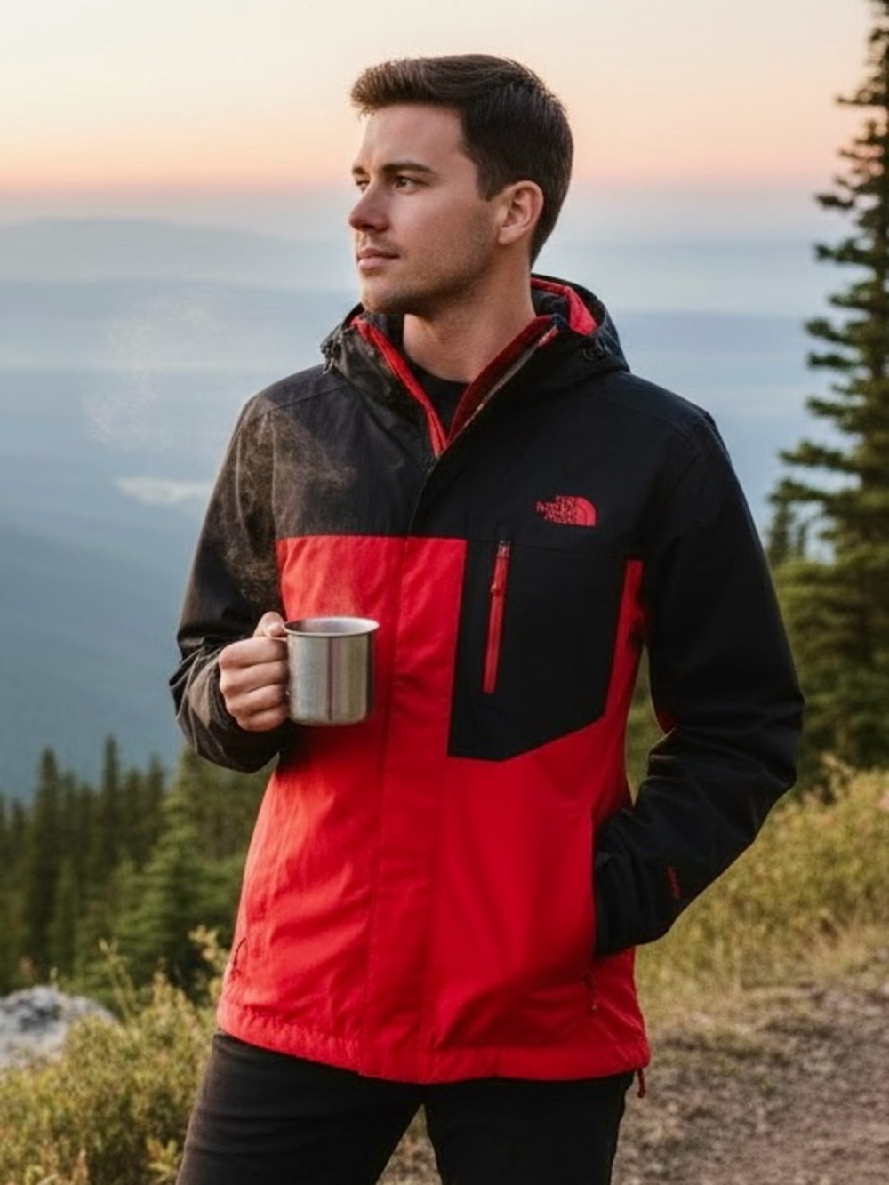 The North Face Men’s Red & Black Waterproof Jacket